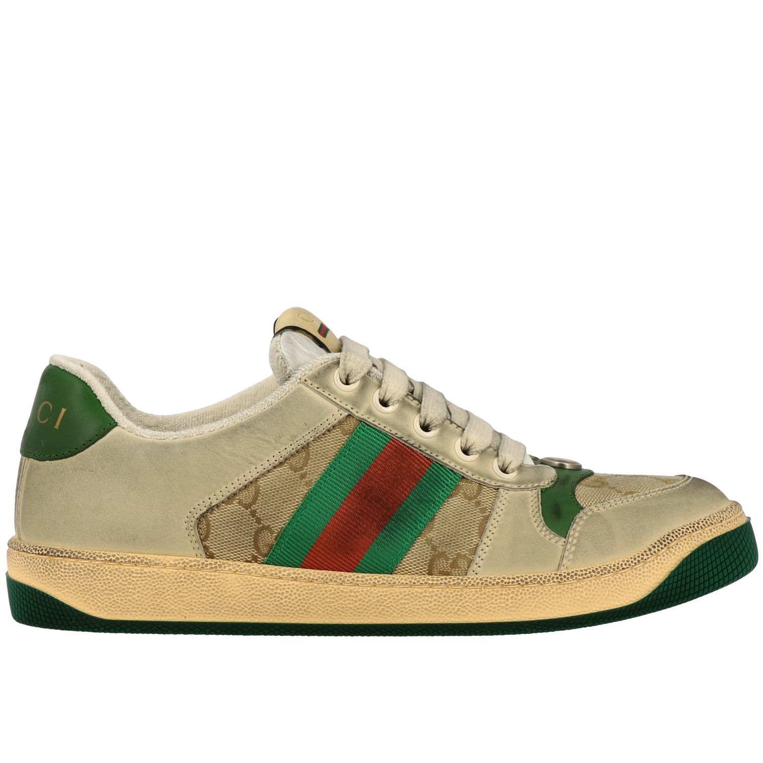 GUCCI: Screener sneakers in GG Supreme canvas and leather with web