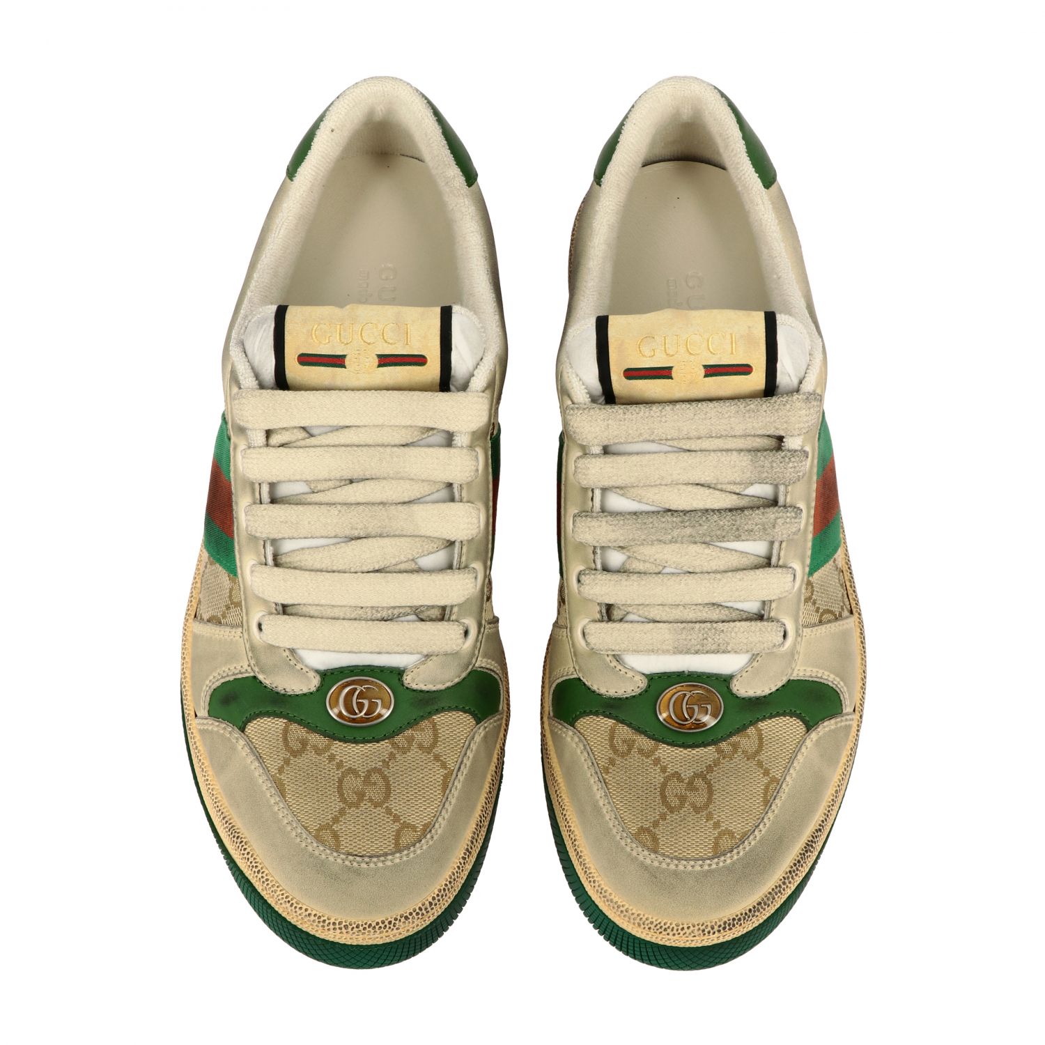 GUCCI: Screener sneakers in GG Supreme canvas and leather with web ...