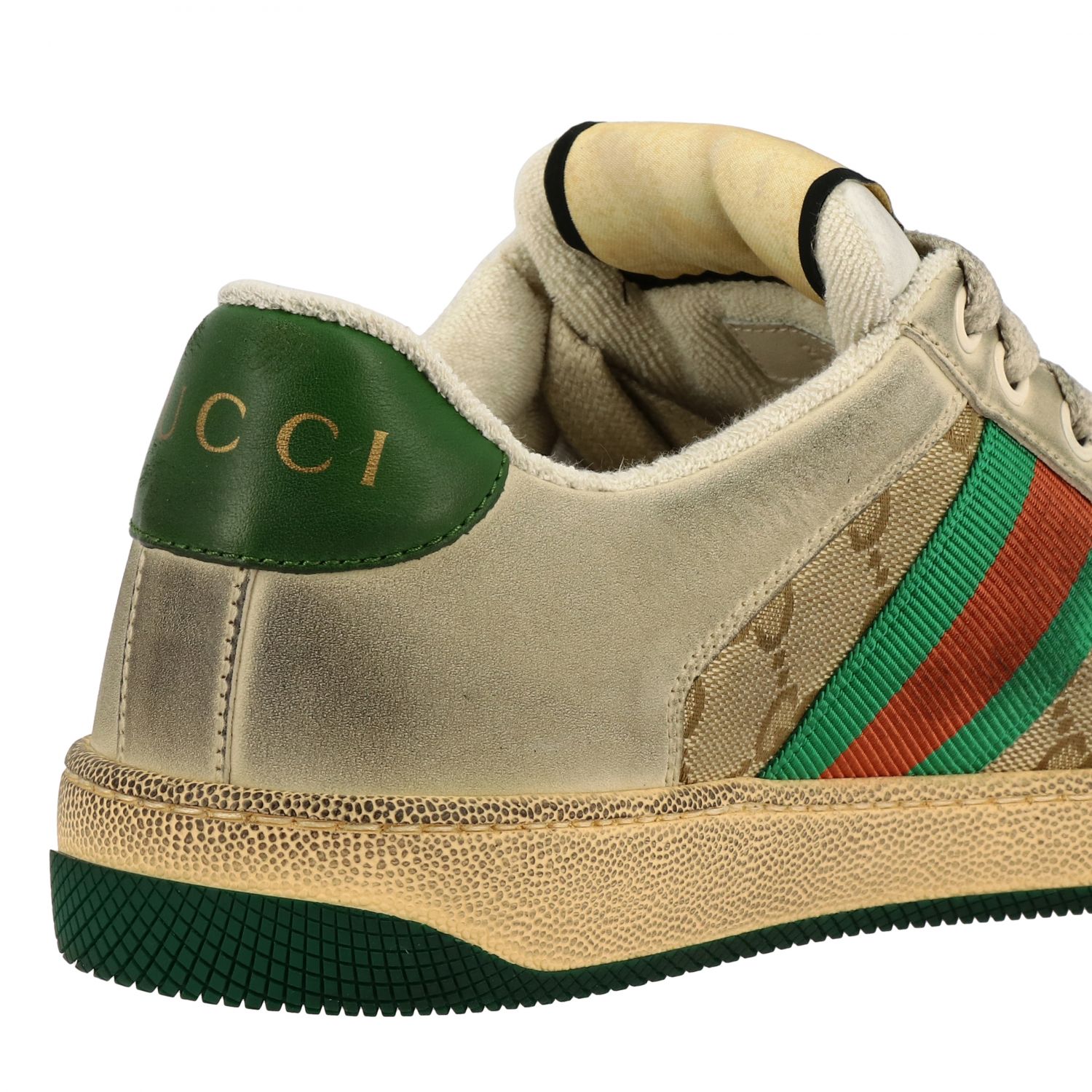 GUCCI Screener sneakers in GG Supreme canvas and leather with web