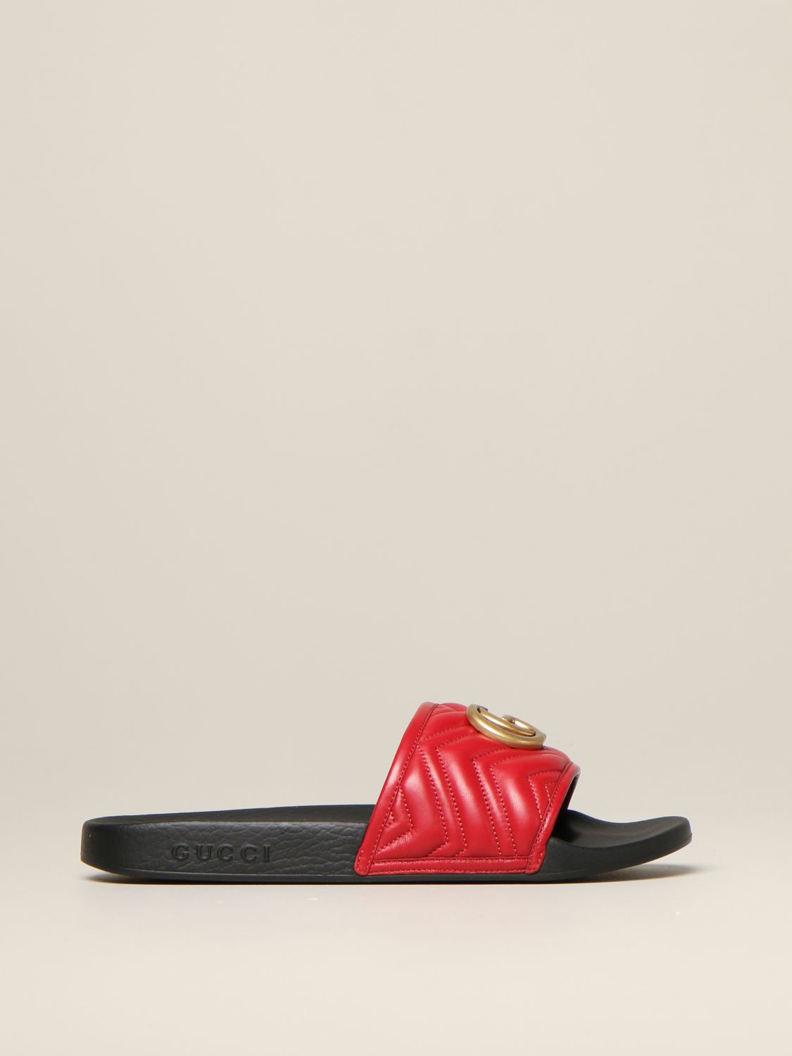 GUCCI: Pursuit sandal in with GG Marmont - Red Gucci sandals 603701 online on GIGLIO.COM