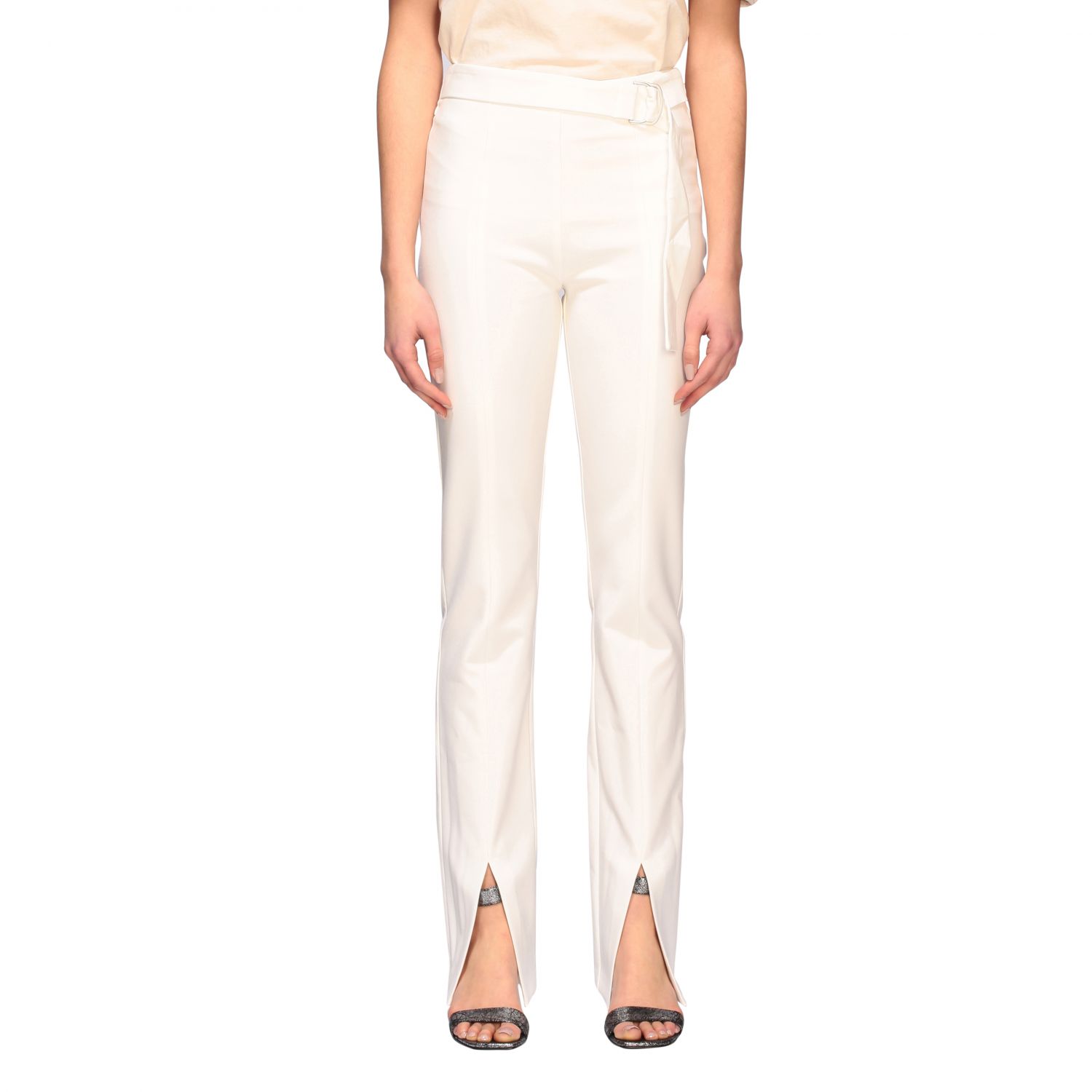 white slim trousers