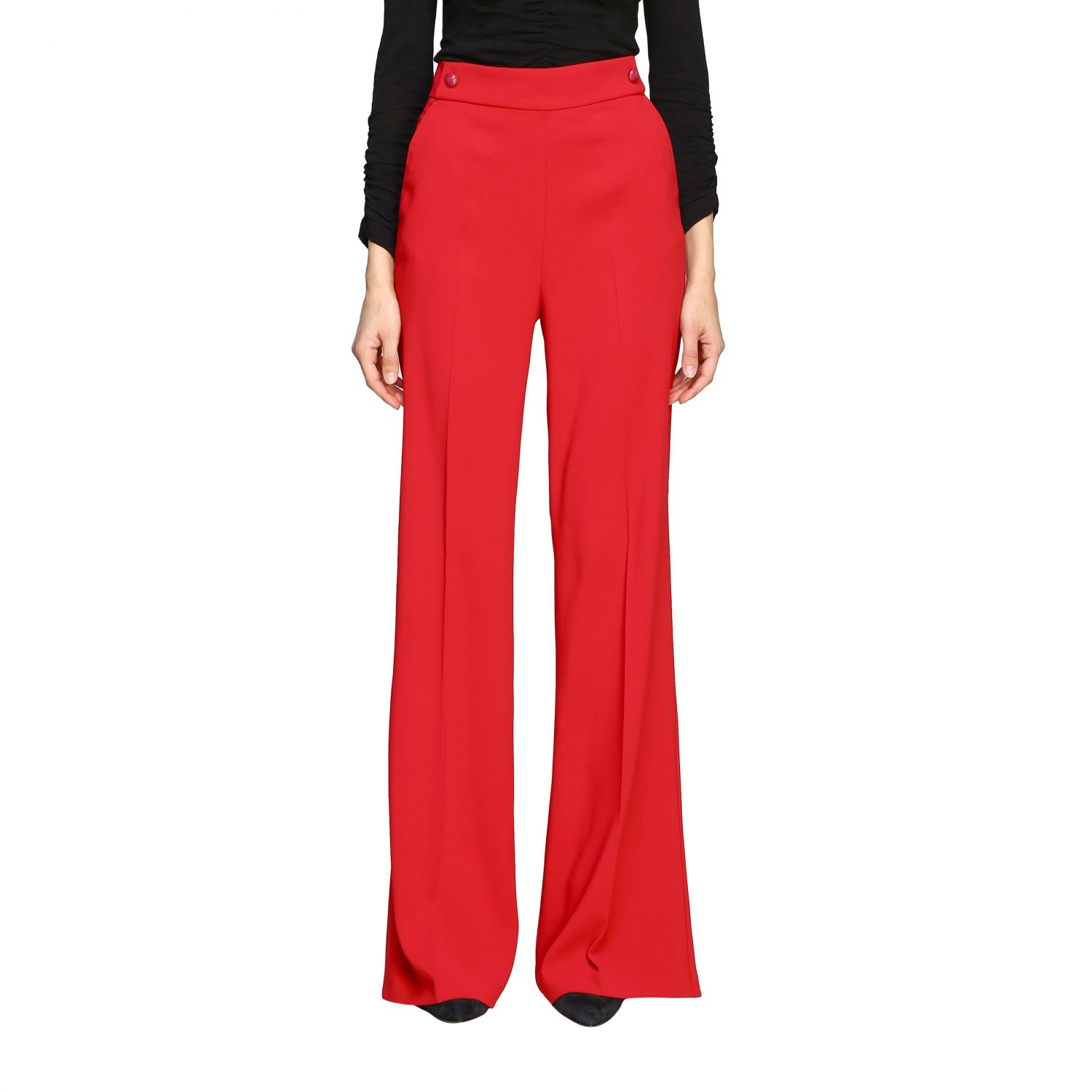 PINKO: Pantalone Sbozzare 2 a vita alta in crêpe stretch - Rosso | Pantalone  Pinko 1G14RB-7624 SBOZZARE 2 GIGLIO.COM