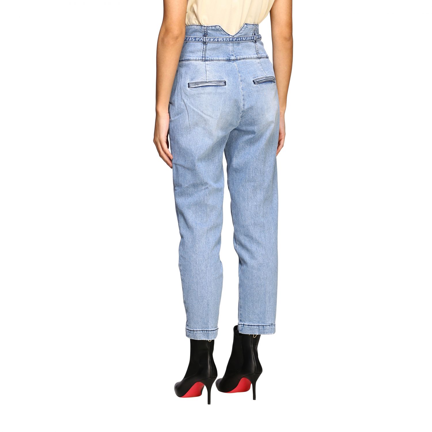 Pinko Outlet: Ariel high waist jeans with belt and metallic logo - Stone  Washed | Jeans Pinko 1J10E1-Y64Q ARIEL GIGLIO.COM