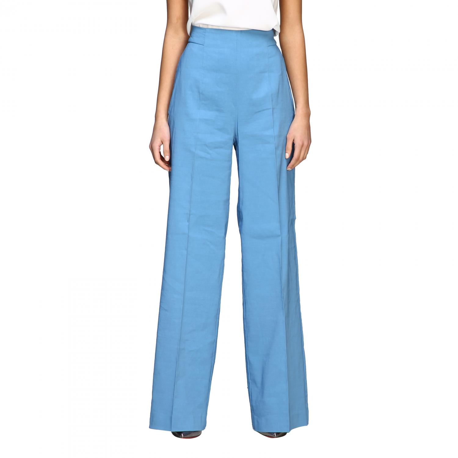 Pinko Outlet: Pantalone Luigia 3 a vita alta con fondo a zampa in lino e  viscosa - Polvere | Pantalone Pinko 1B14F3-7435 GIGLIO.COM