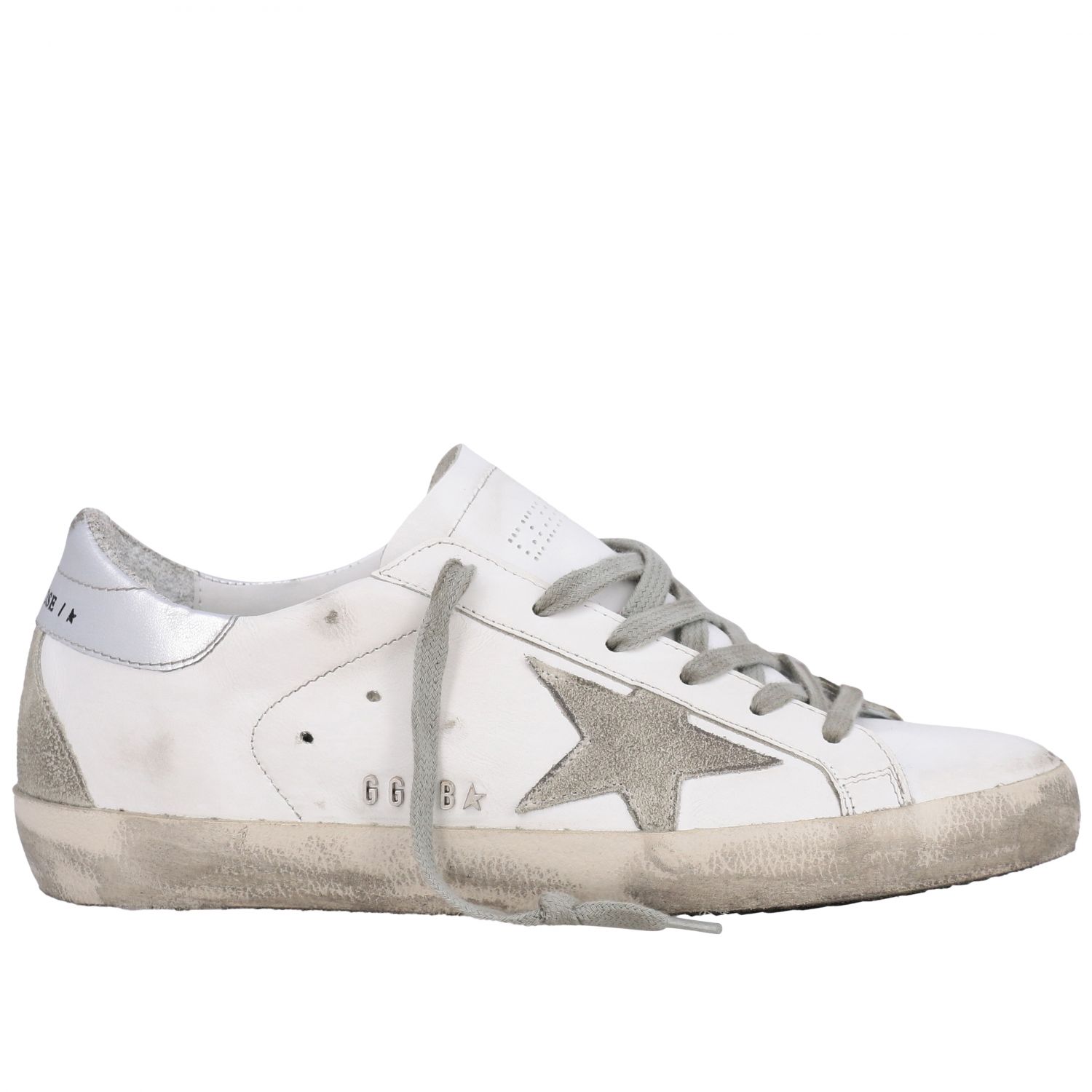 GOLDEN GOOSE: Superstar leather sneakers with star - White | Golden ...