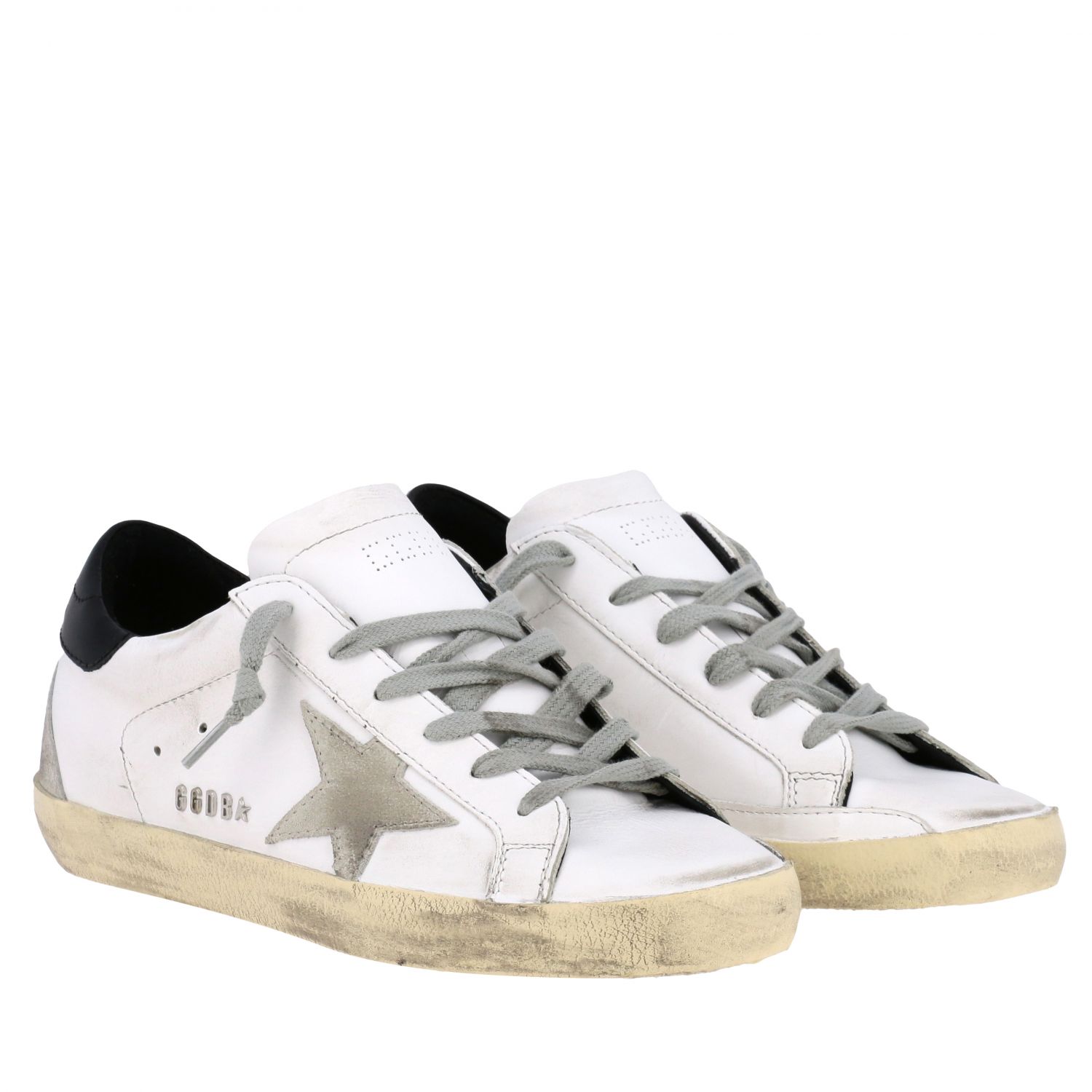 GOLDEN GOOSE: Superstar leather sneakers with star - White | Sneakers ...