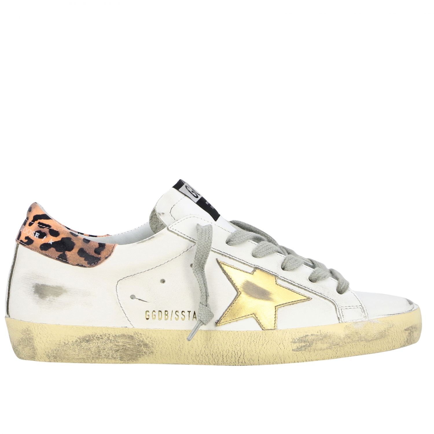 GOLDEN GOOSE: Sneakers Superstar in pelle con stella | Sneakers Golden Goose Donna Bianco 