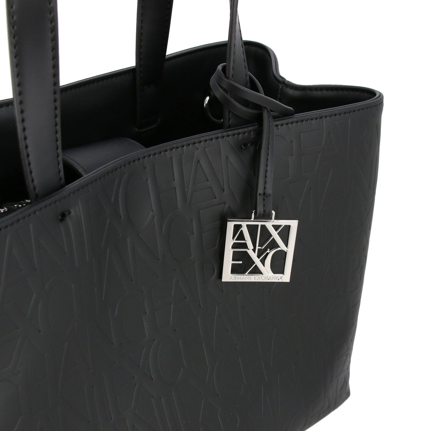 Armani Exchange bag in synthetic leather with all over embossed logo