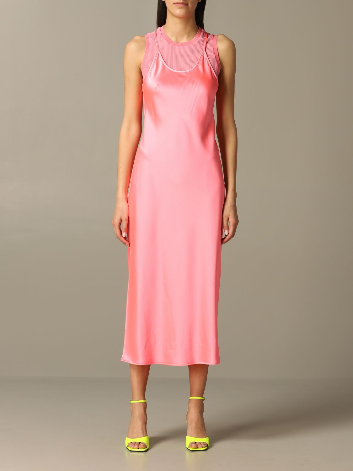 Armani Exchange Outlet: Long dress in satin with tank top - Pink | Armani  Exchange dress 3HYA57 YNXMZ online on 