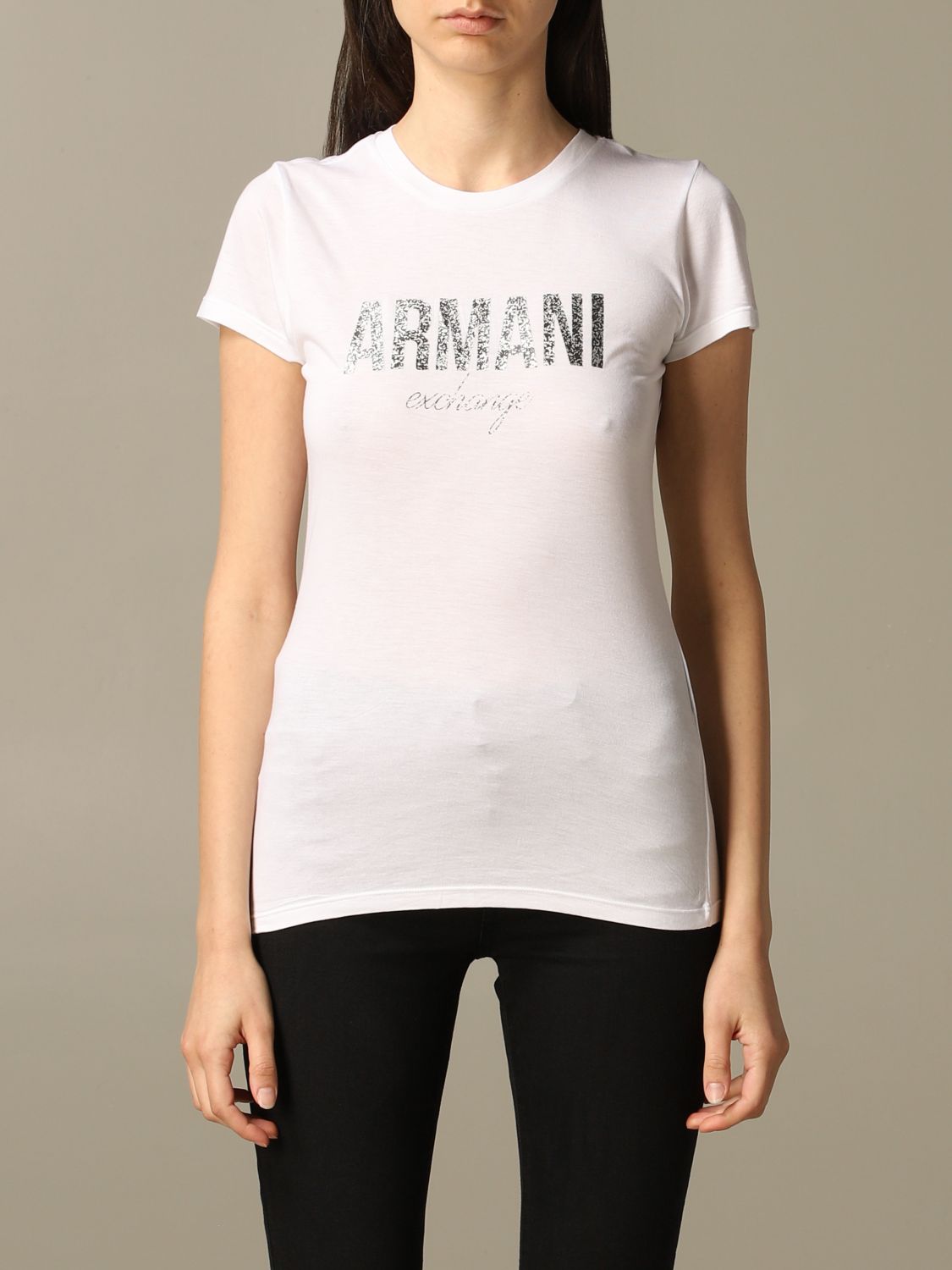 Armani Exchange Outlet: T-shirt with laminated logo - White | Armani  Exchange t-shirt 8NYT98 Y9C8Z online on 