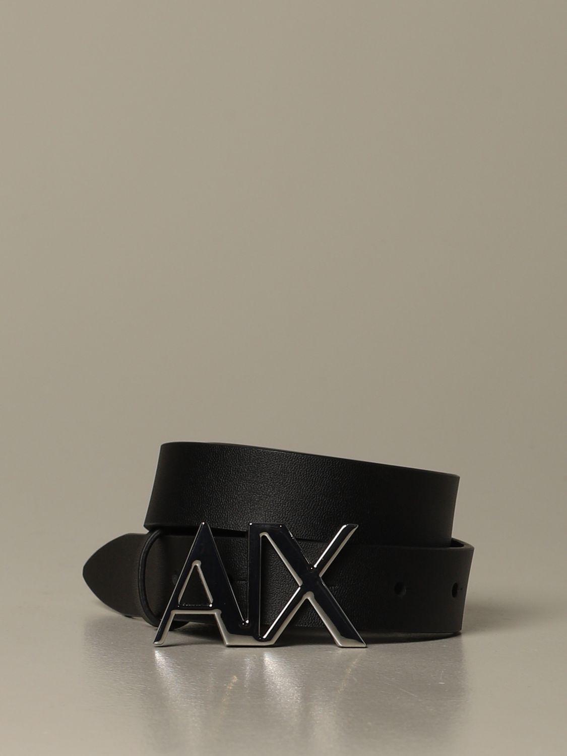Armani Exchange leather belt with AX 