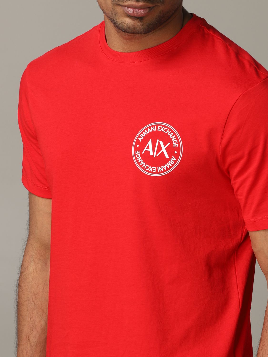 red armani exchange shirt