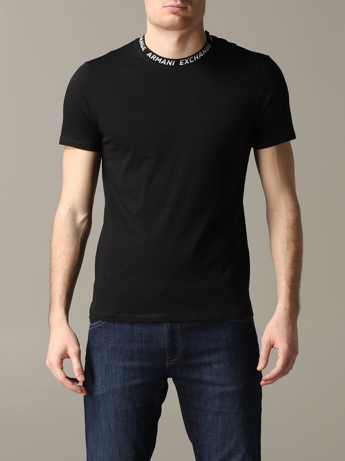 armani exchange crew neck logo t shirt black