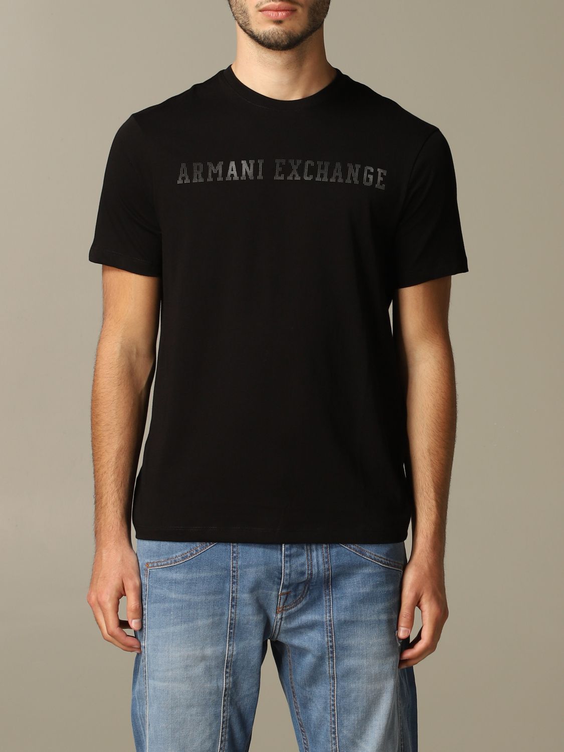 Armani Exchange Outlet: t-shirt with big logo - Black | Armani Exchange ...