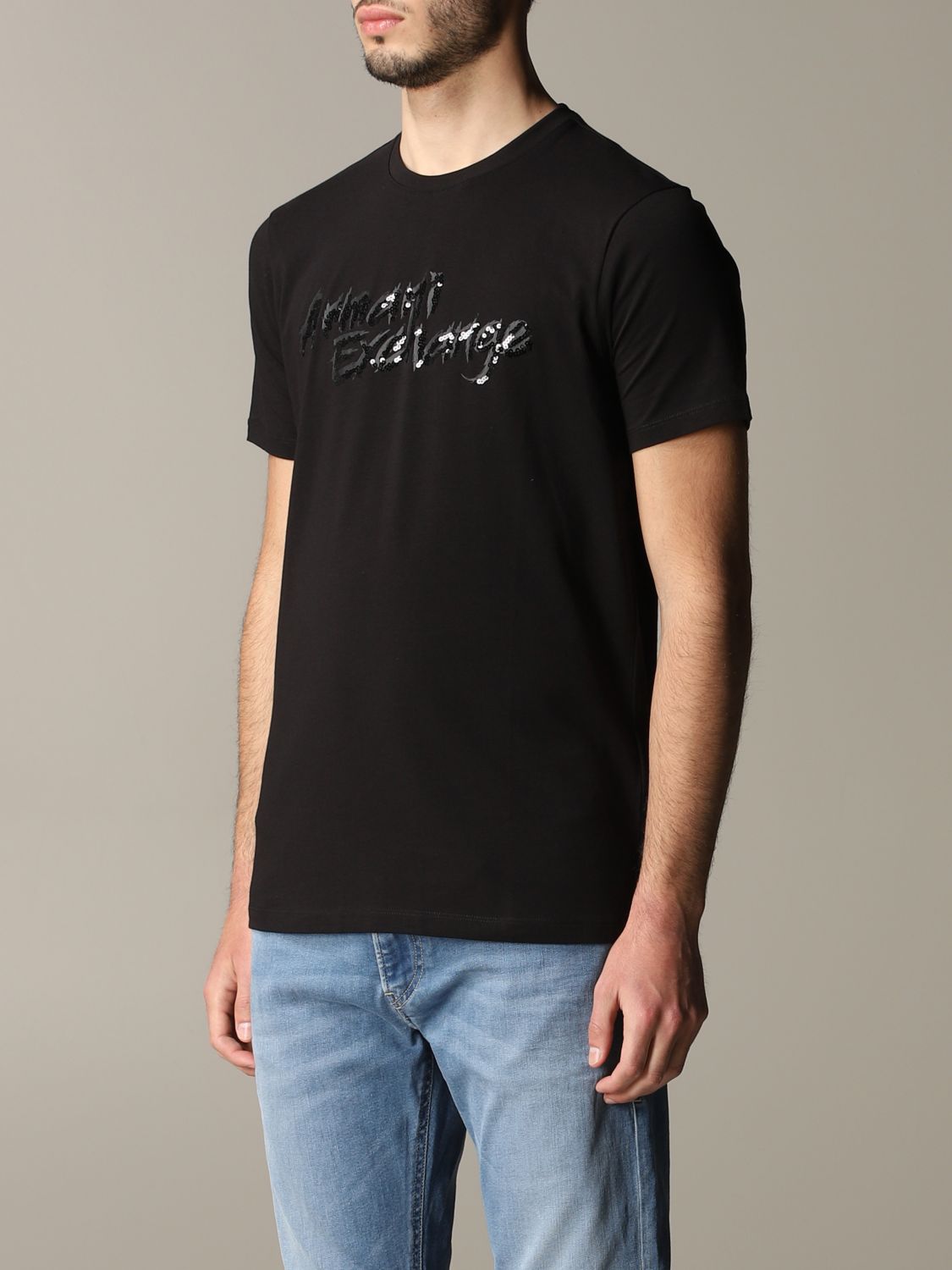 Armani Exchange Outlet: crew neck t-shirt with sequin logo | T-Shirt ...