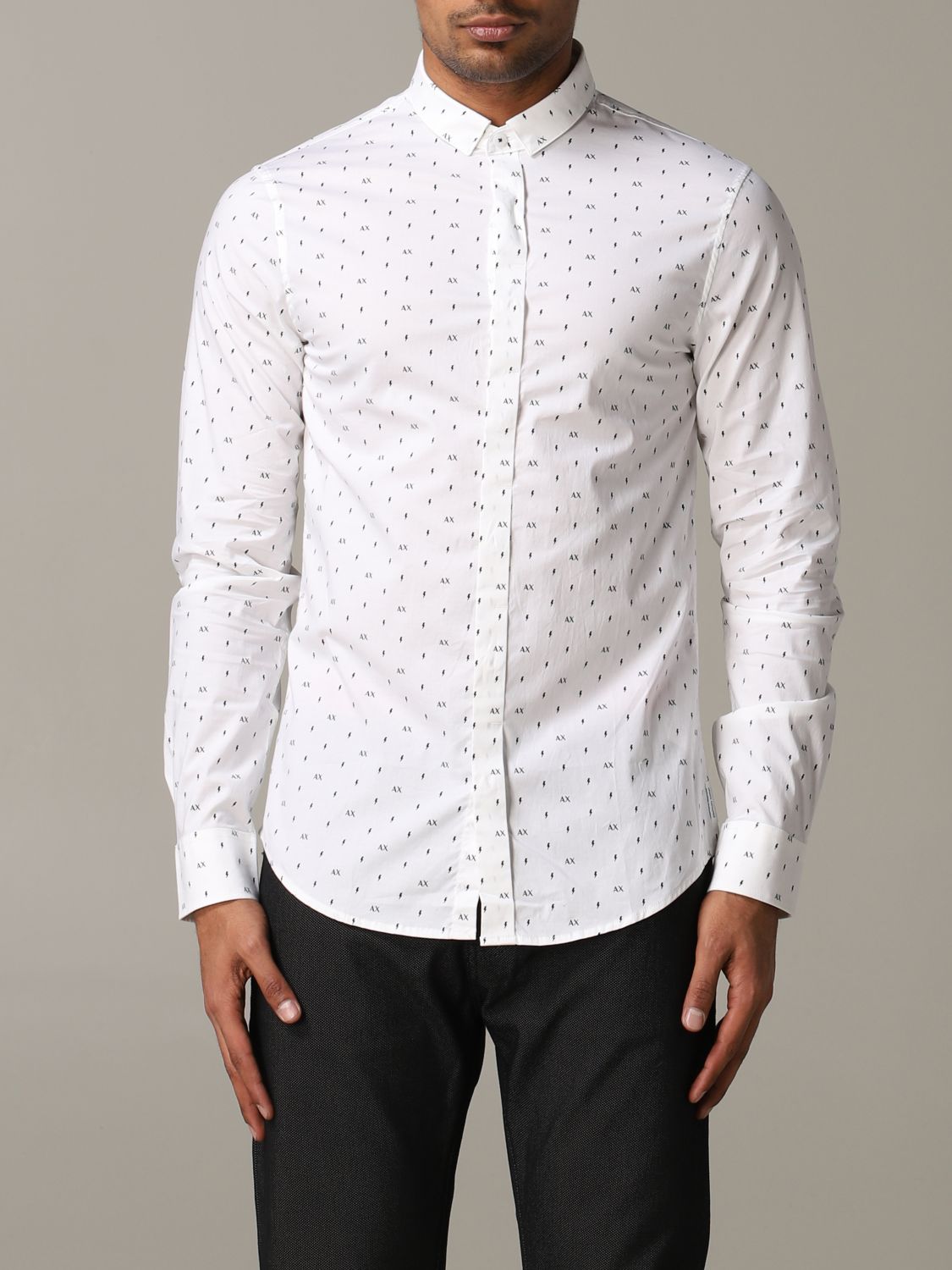 ARMANI EXCHANGE: shirt with all over logo - White | Armani Exchange shirt  3HZC25 ZNEAZ online on 