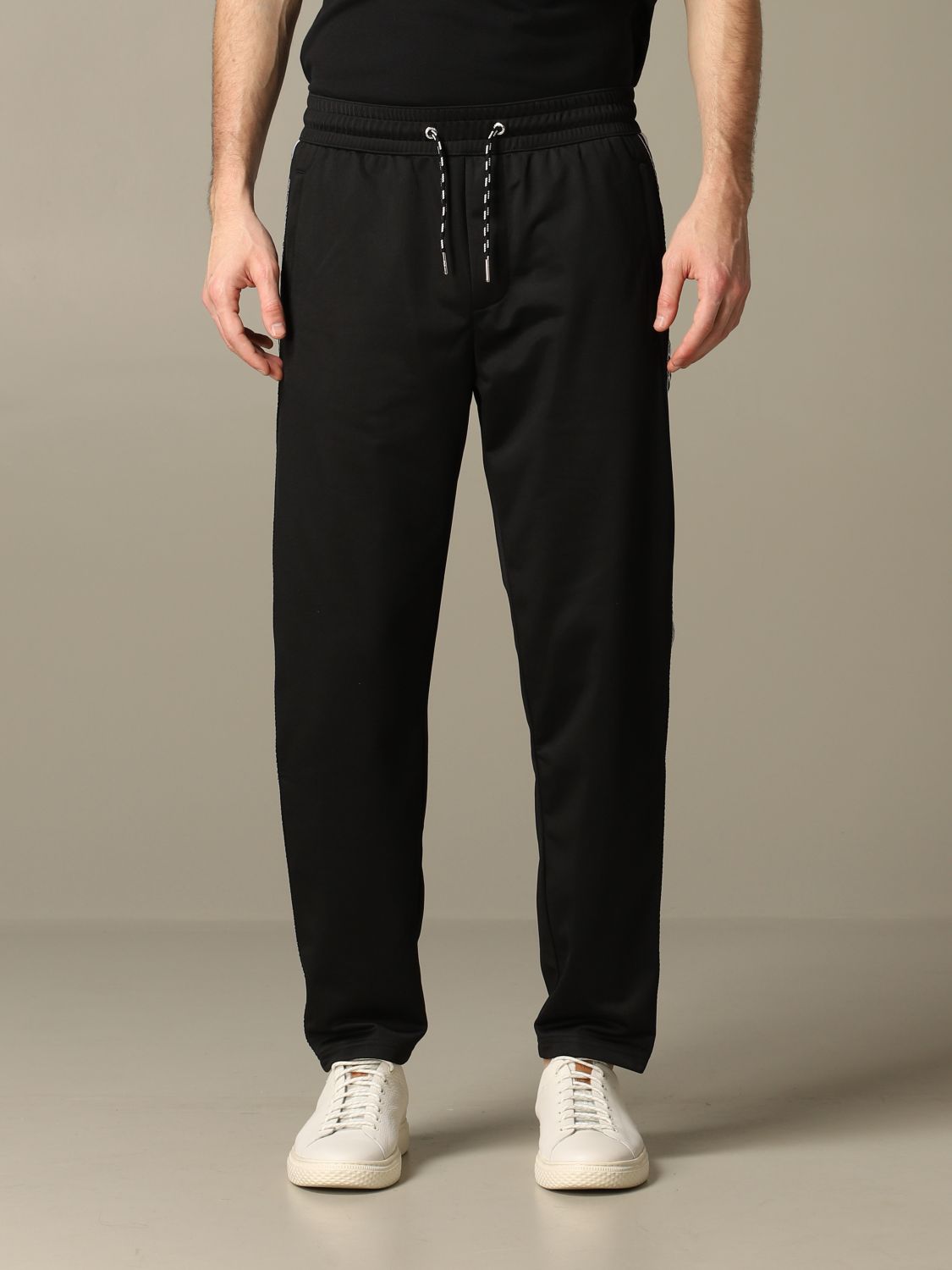 Armani Exchange Outlet: jogging trousers in acetate with logoed bands -  Black | Armani Exchange pants 3HZPFM Z8M8Z online on 