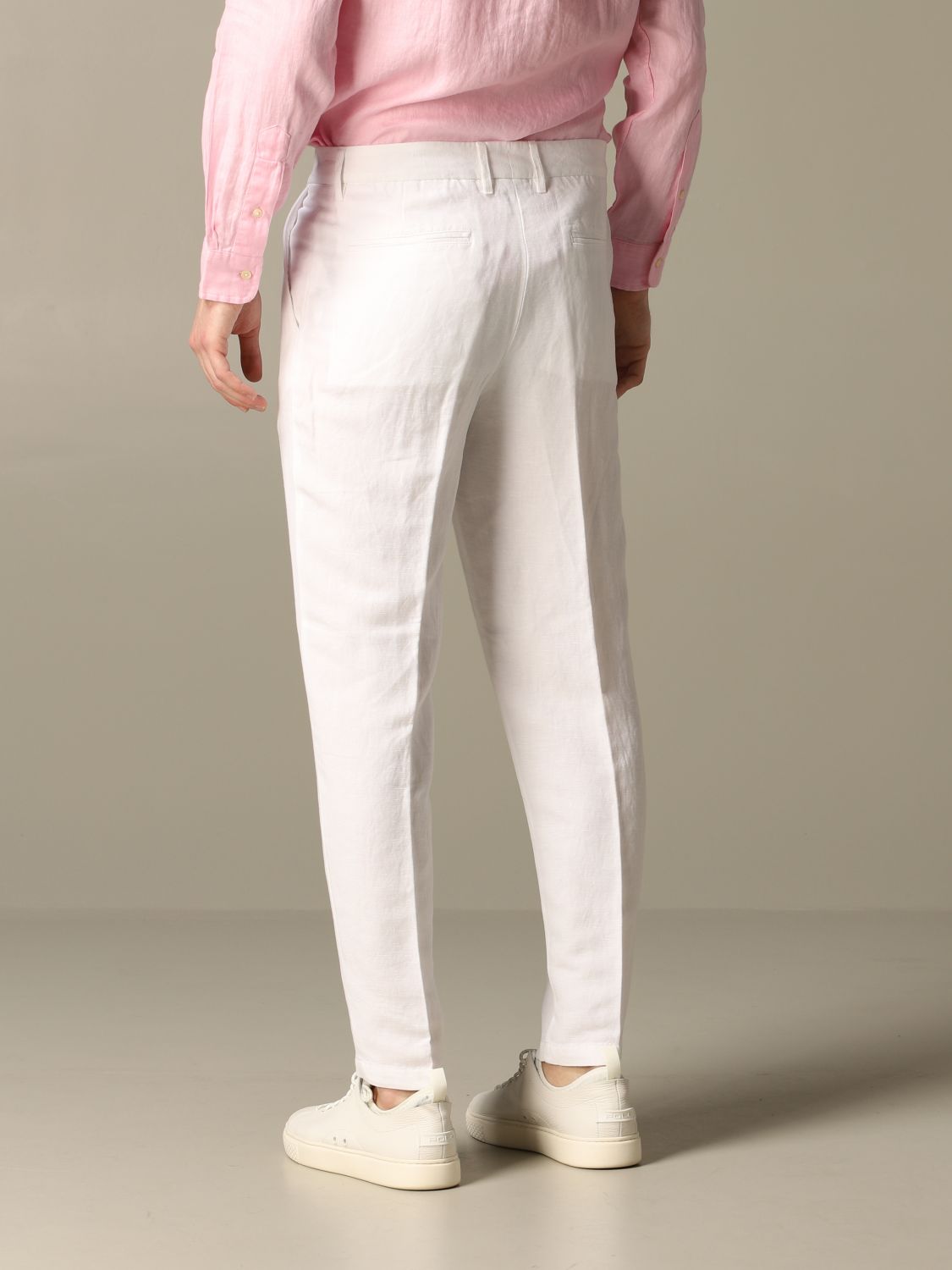 Recreatie Wegversperring paling Armani Exchange Outlet: linen trousers - White | Armani Exchange pants  3HZP51 ZNFNZ online on GIGLIO.COM