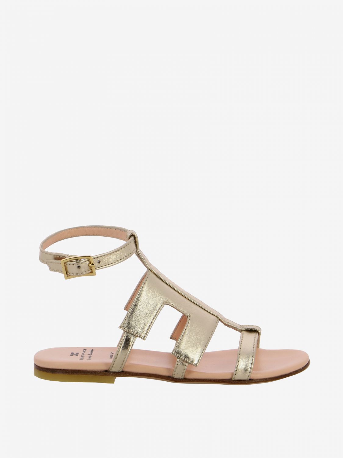 Elisabetta Franchi Outlet: sandal in laminated leather - Gold ...
