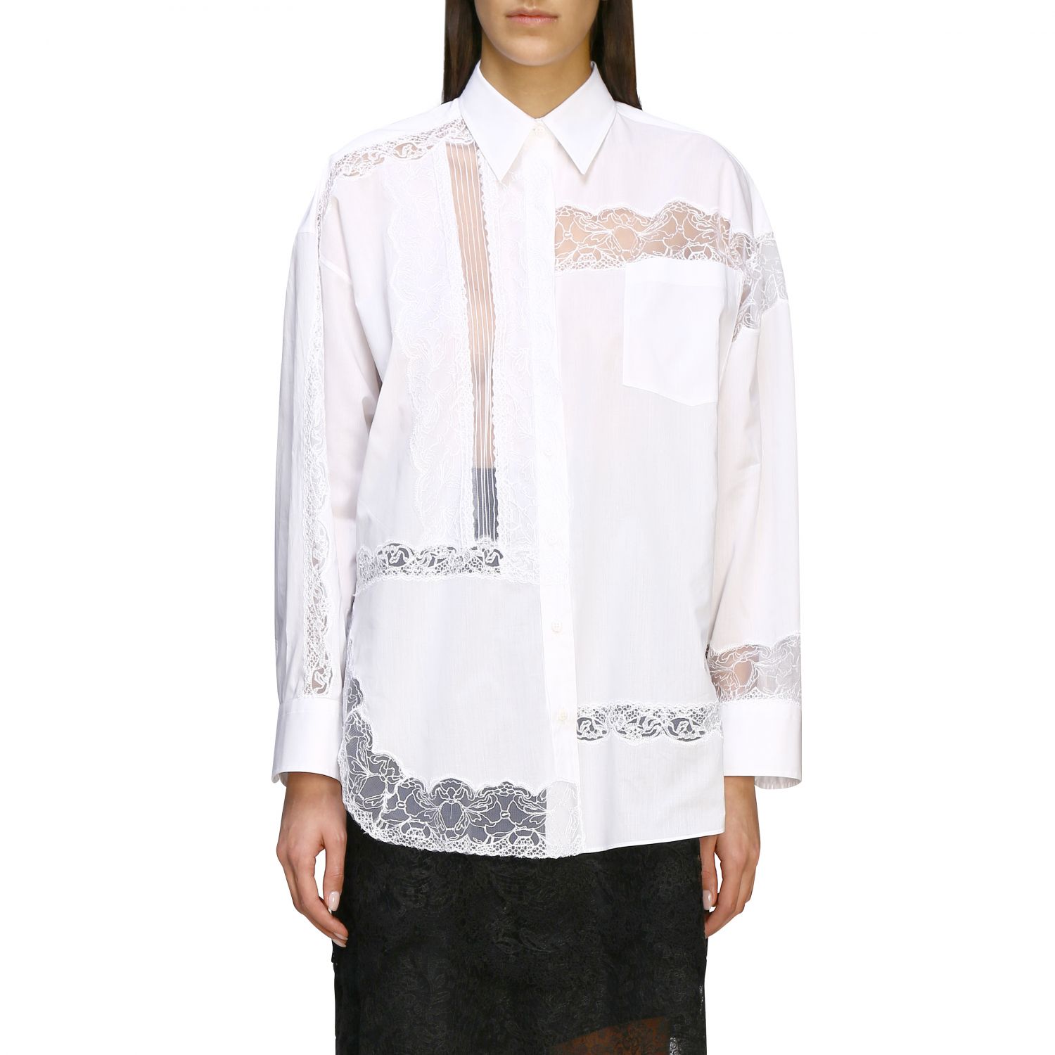 Ermanno Scervino Outlet: shirt in poplin with lace details - White ...