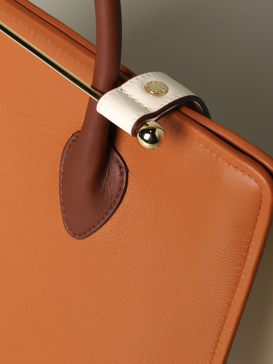 Strathberry tote bag in bicolor leather brown tote bags