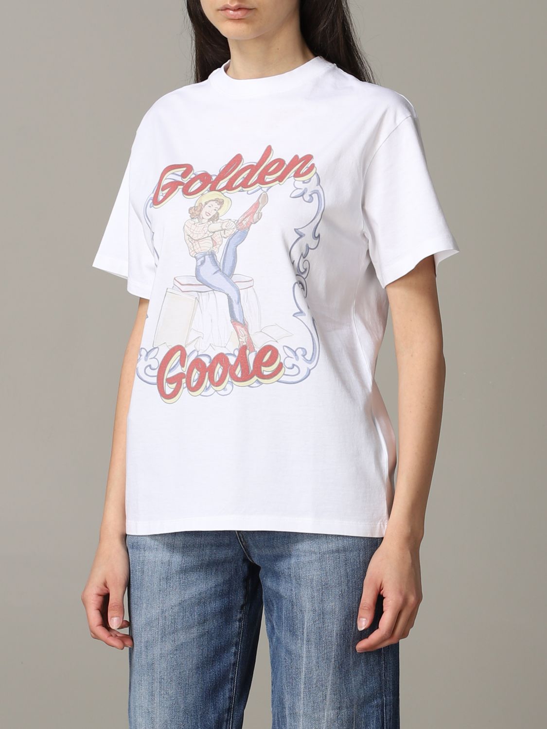 Golden Goose short-sleeved T-shirt with logo | T-Shirt Golden Goose ...