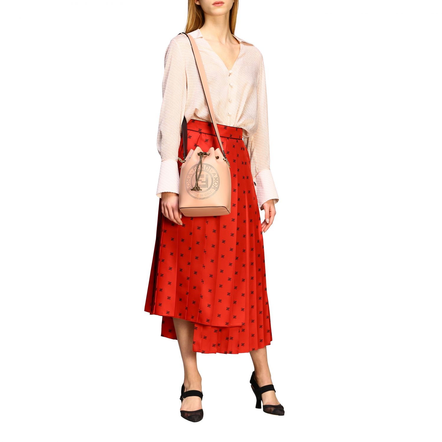 Handtasche Fendi: Mon tresor Fendi Beuteltasche aus Leder mit perforiertem Logo pink 2