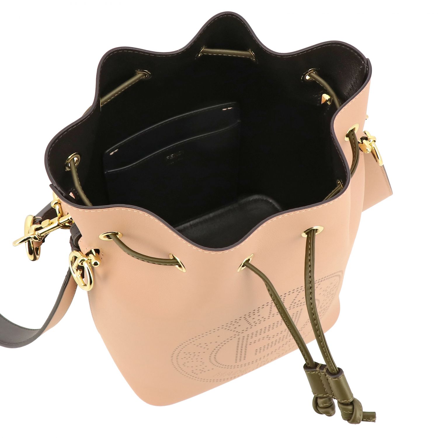 Handtasche Fendi: Mon tresor Fendi Beuteltasche aus Leder mit perforiertem Logo pink 5