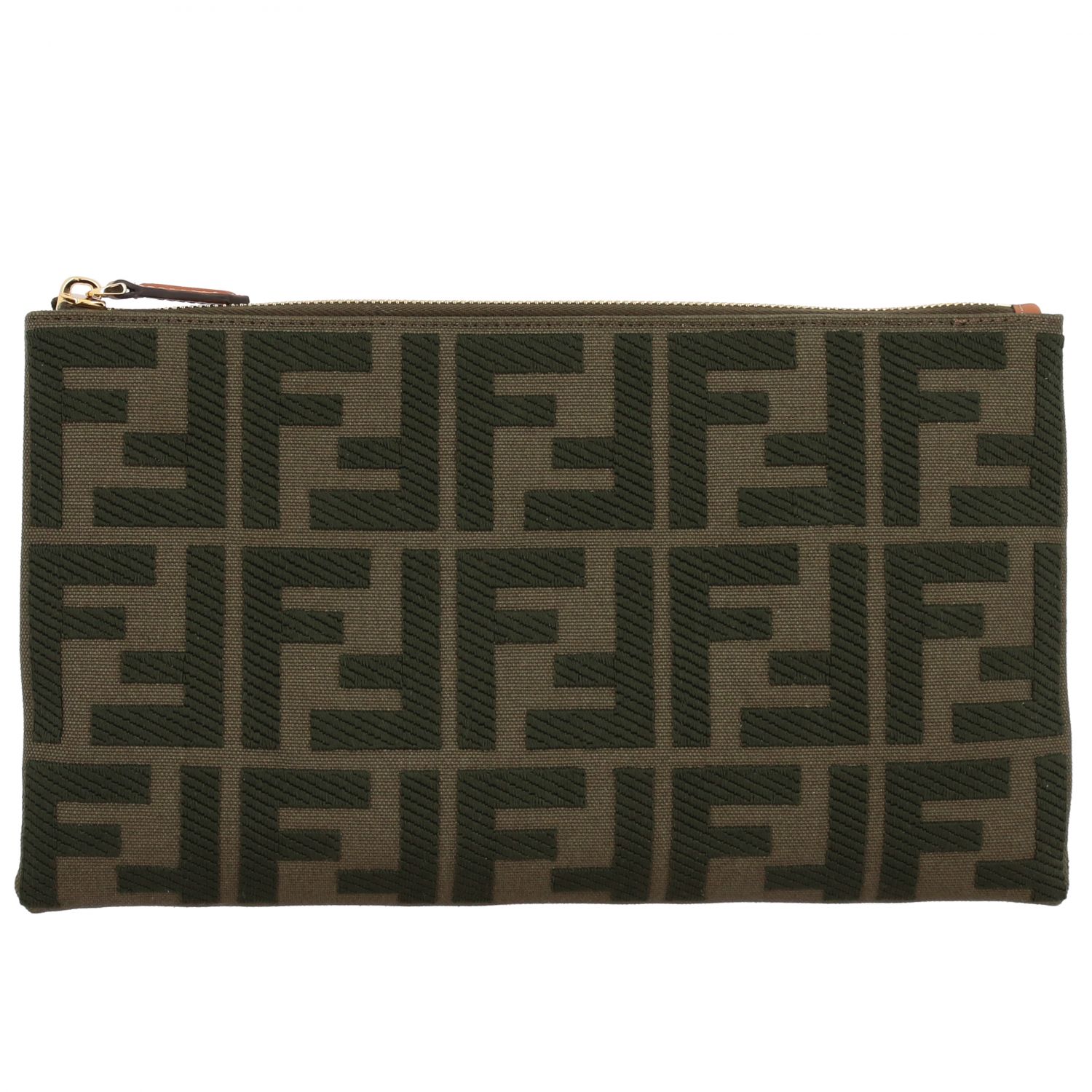 FENDI: clutch for women - Military  Fendi clutch 8N0149 A9P6 online at