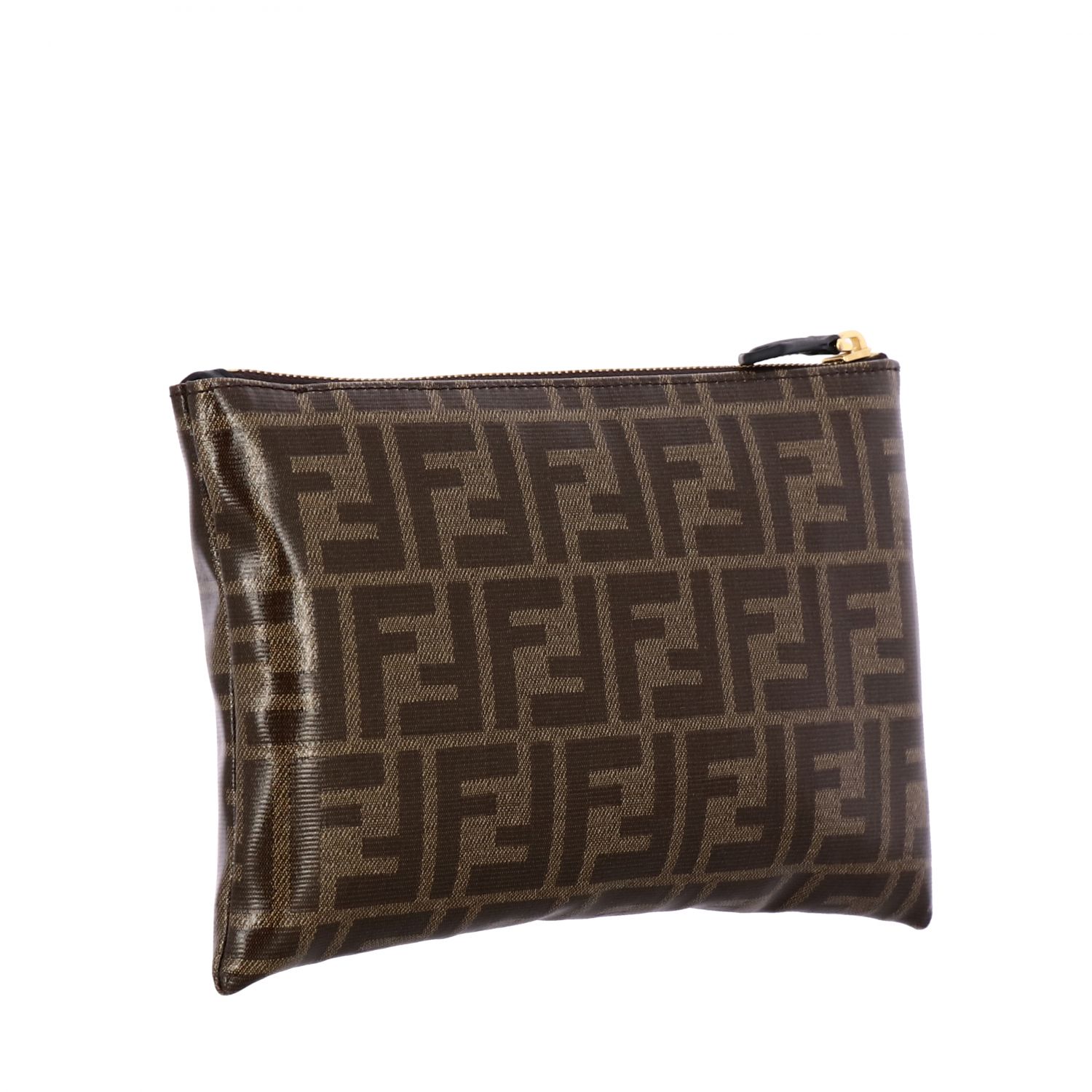 FENDI: Mini clutch bag in vitrified leather with FF monogram | Clutch ...