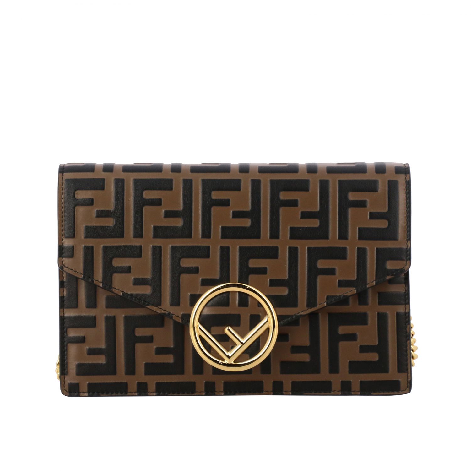 FENDI: Wallet bag in leather with embossed FF monogram | Mini Bag Fendi ...
