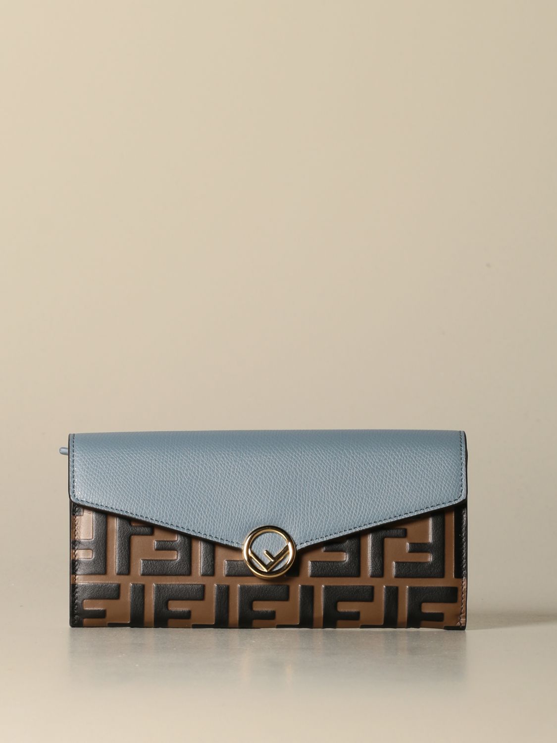 Fendi continental wallet in leather with embossed FF monogram