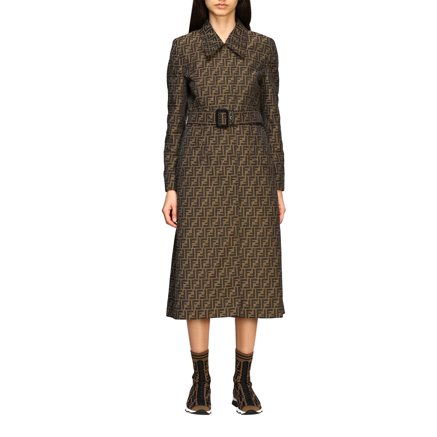 kjole Lave om Continental FENDI: coat for women - Brown | Fendi coat FF8719 A5W3 online on GIGLIO.COM
