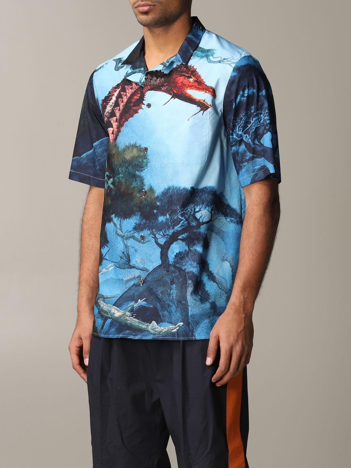 Valentino short-sleeved shirt with dragon print