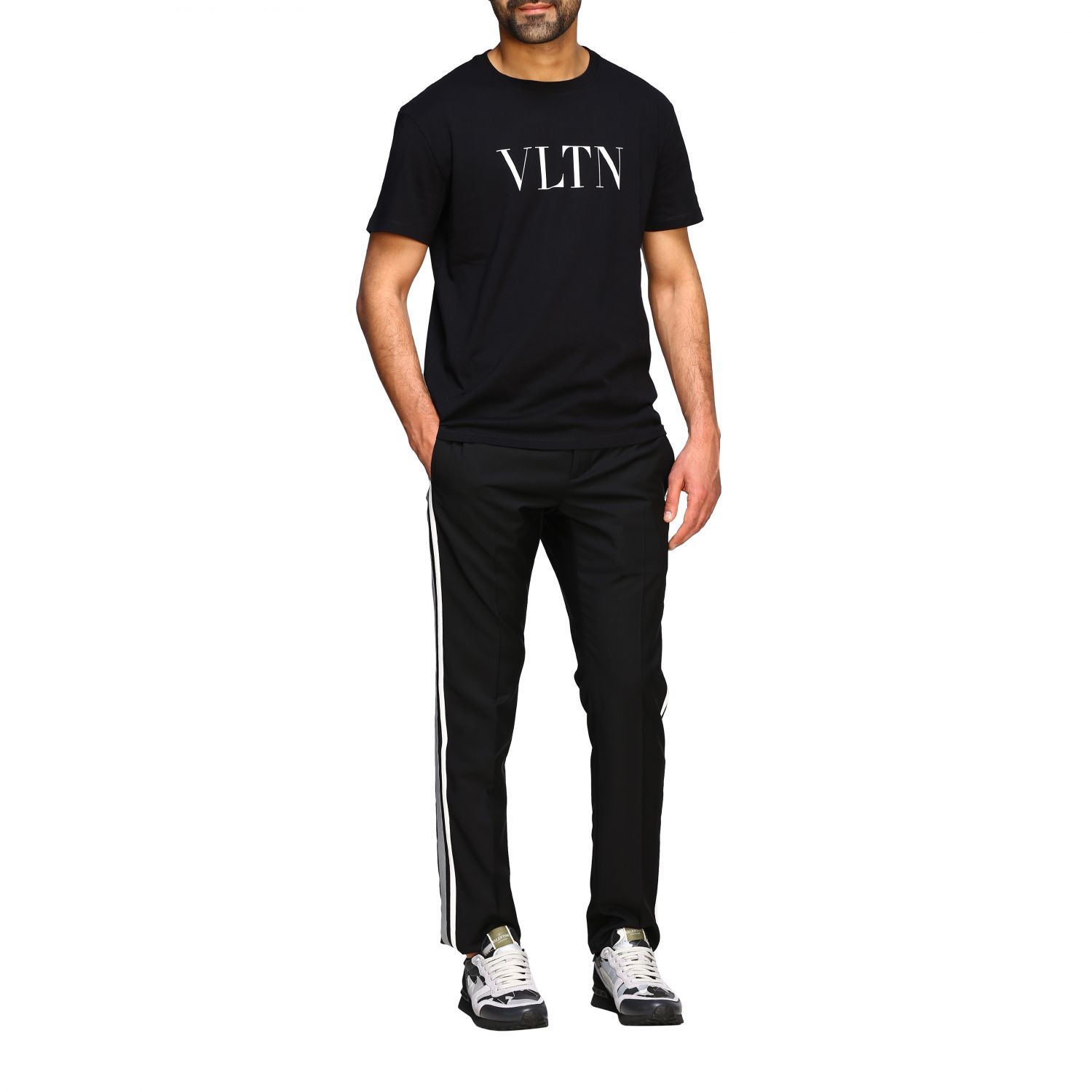 Pantalón Valentino: Pantalón slim Valentino con bandas a rayas negro 2