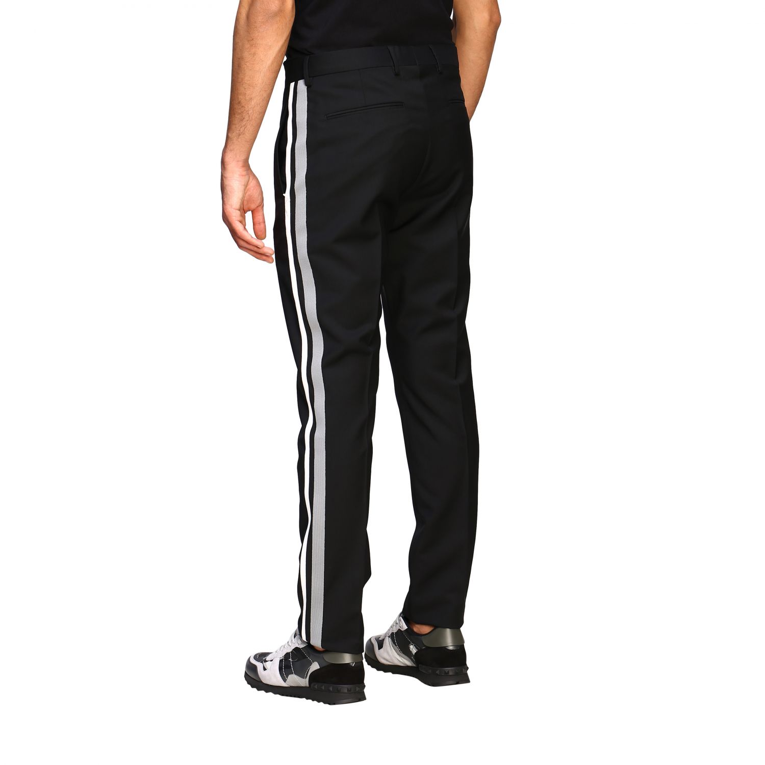Pantalon Valentino: Pantalon slim Valentino avec bandes rayées noir 3