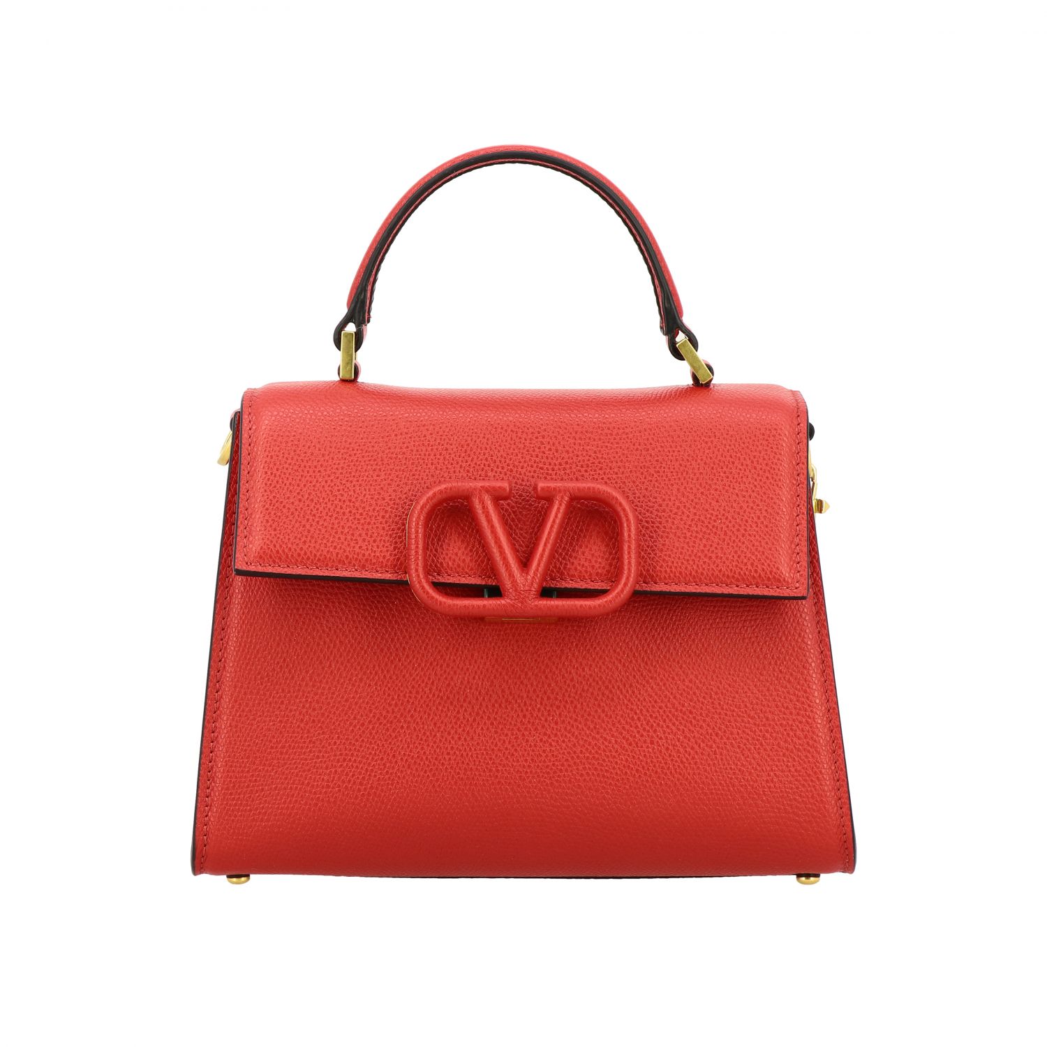 Valentino Small Vsling Shoulder Bag In Calfskin Red