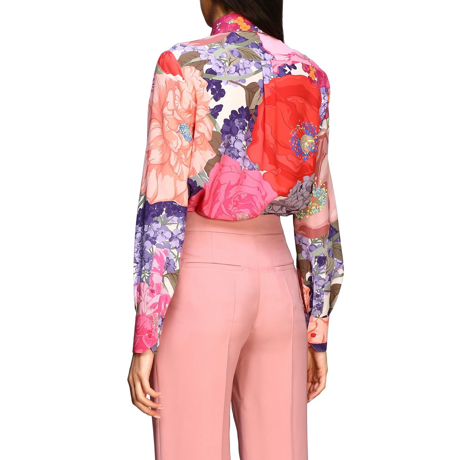 Camisa de seda Valentino con estampado floral Camisa Valentino Mujer Rosa Camisa Valentino