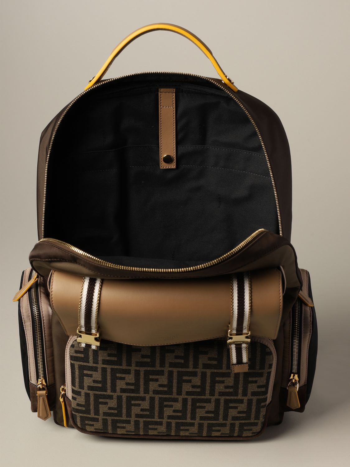 FENDI: backpack in nylon leather and logoed canvas | Backpack Fendi Men ...