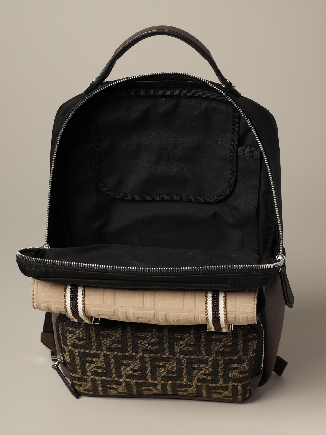 FENDI: backpack in nylon and logoed canvas | Backpack Fendi Men Black ...