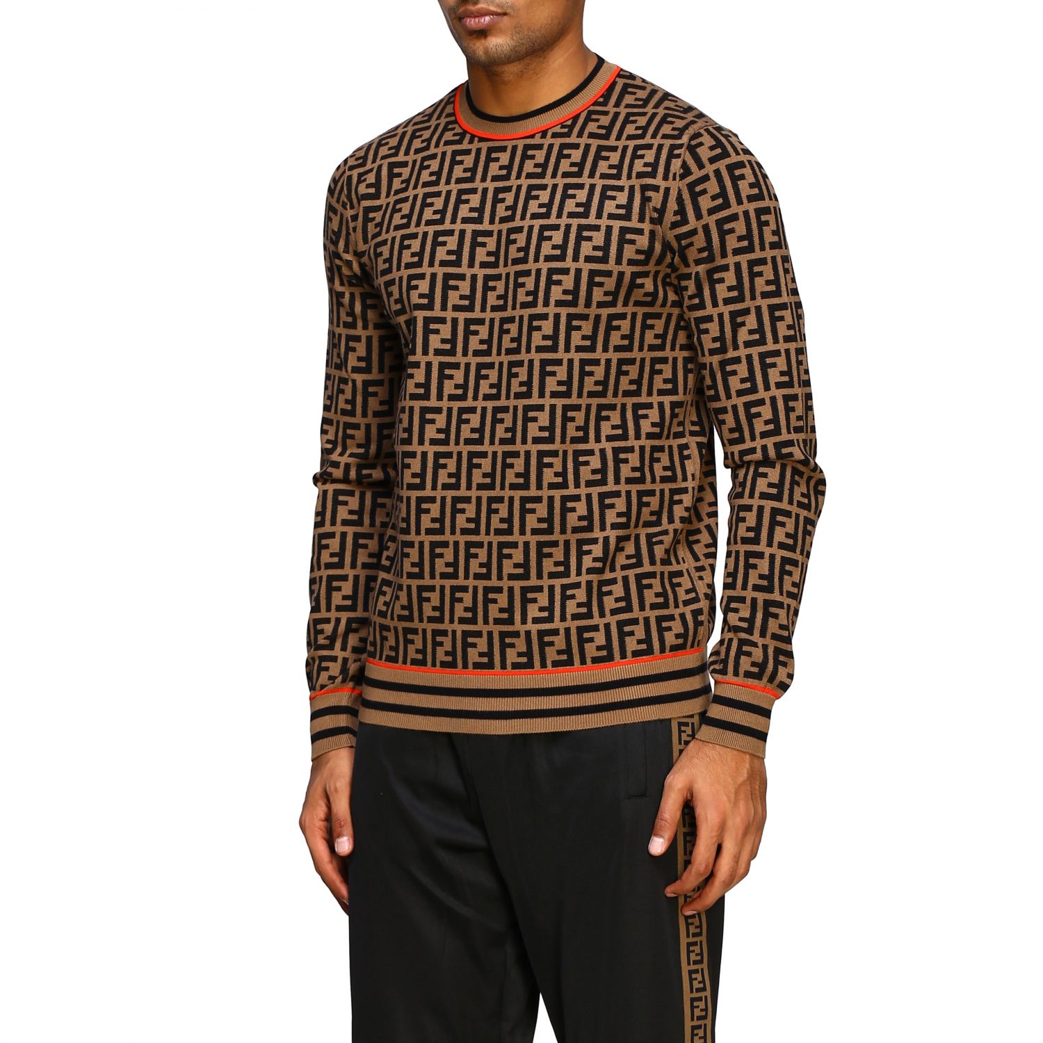 FENDI: crew neckline sweater with FF monogram | Sweater Fendi Men ...