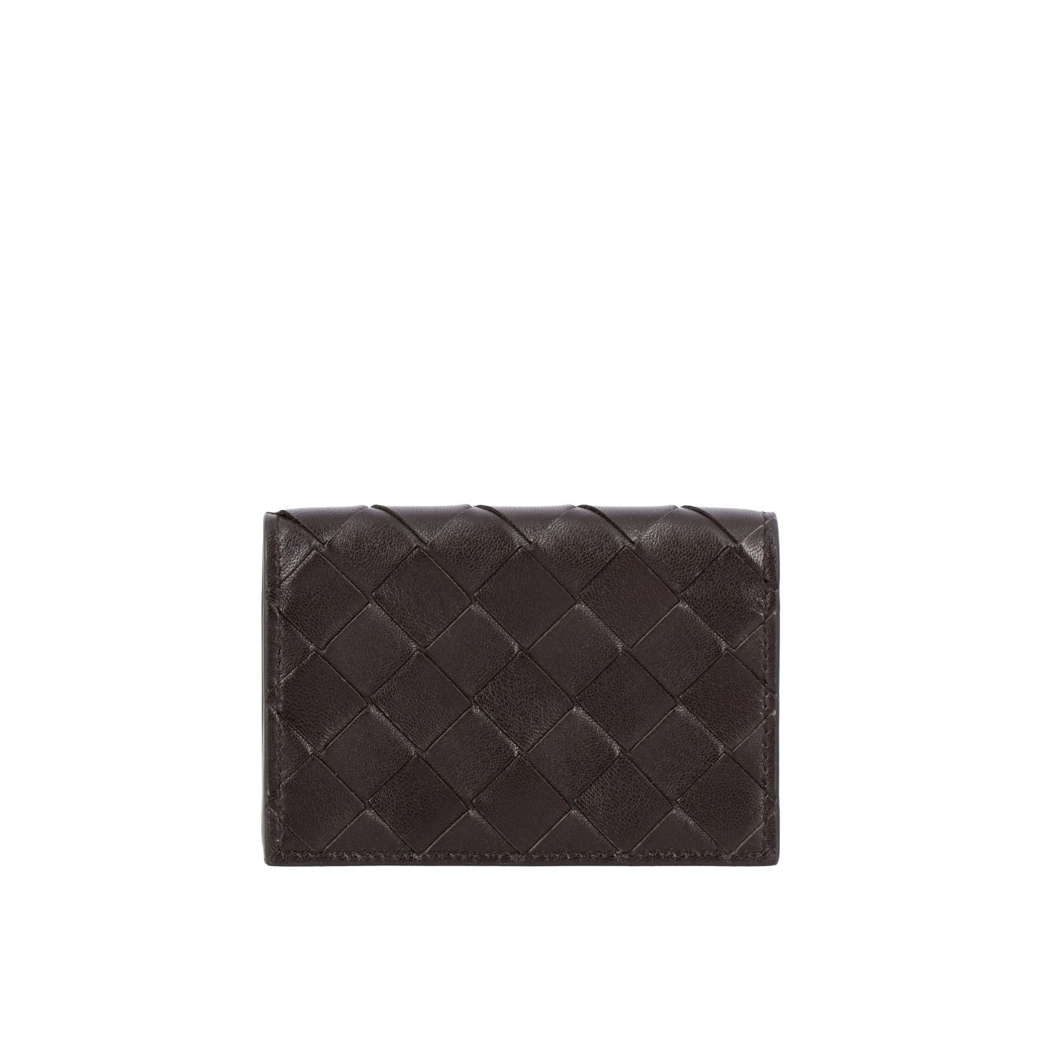 BOTTEGA VENETA: wallet in woven leather - Cocoa | Bottega Veneta wallet ...