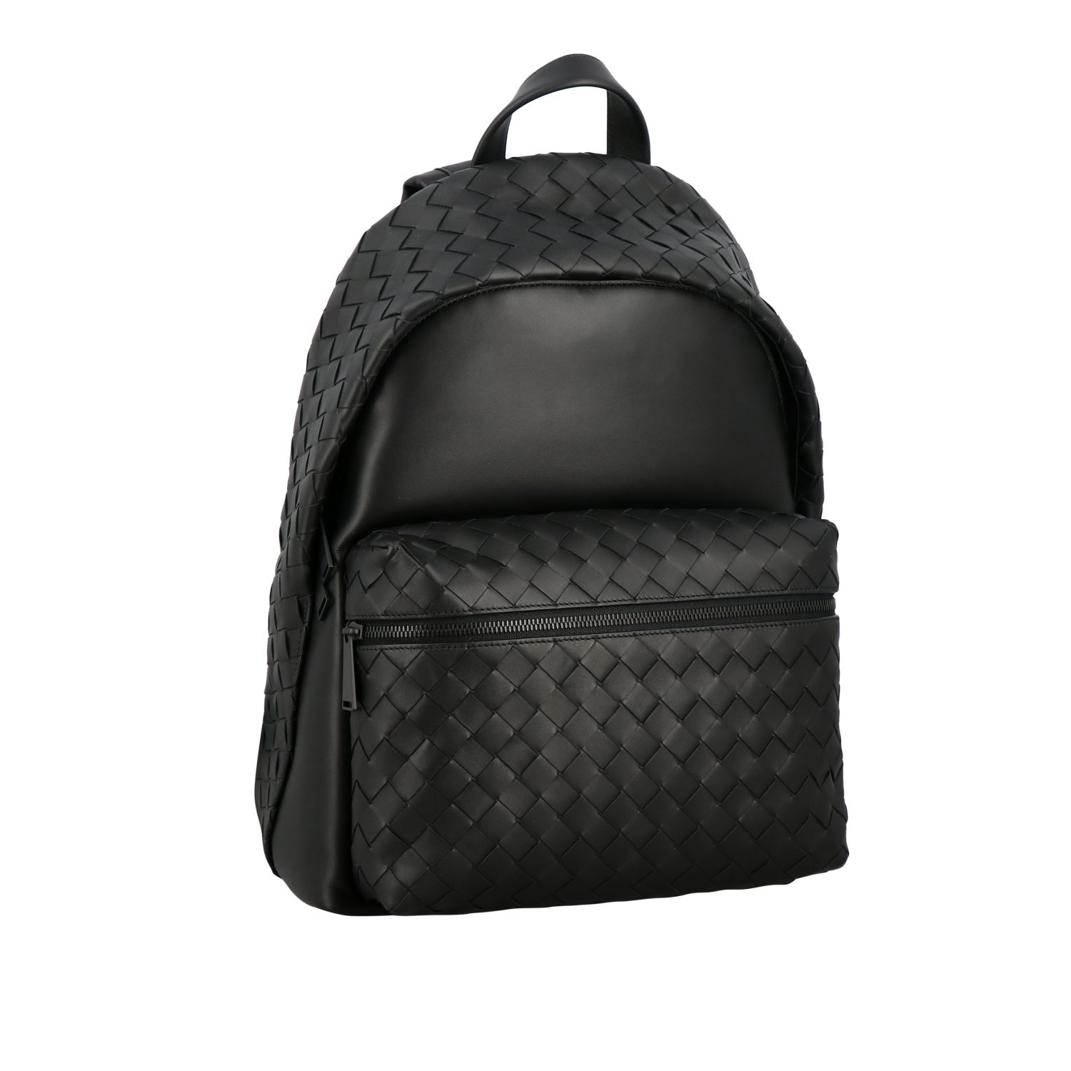 BOTTEGA VENETA: backpack in woven nappa leather - Black | Backpack ...