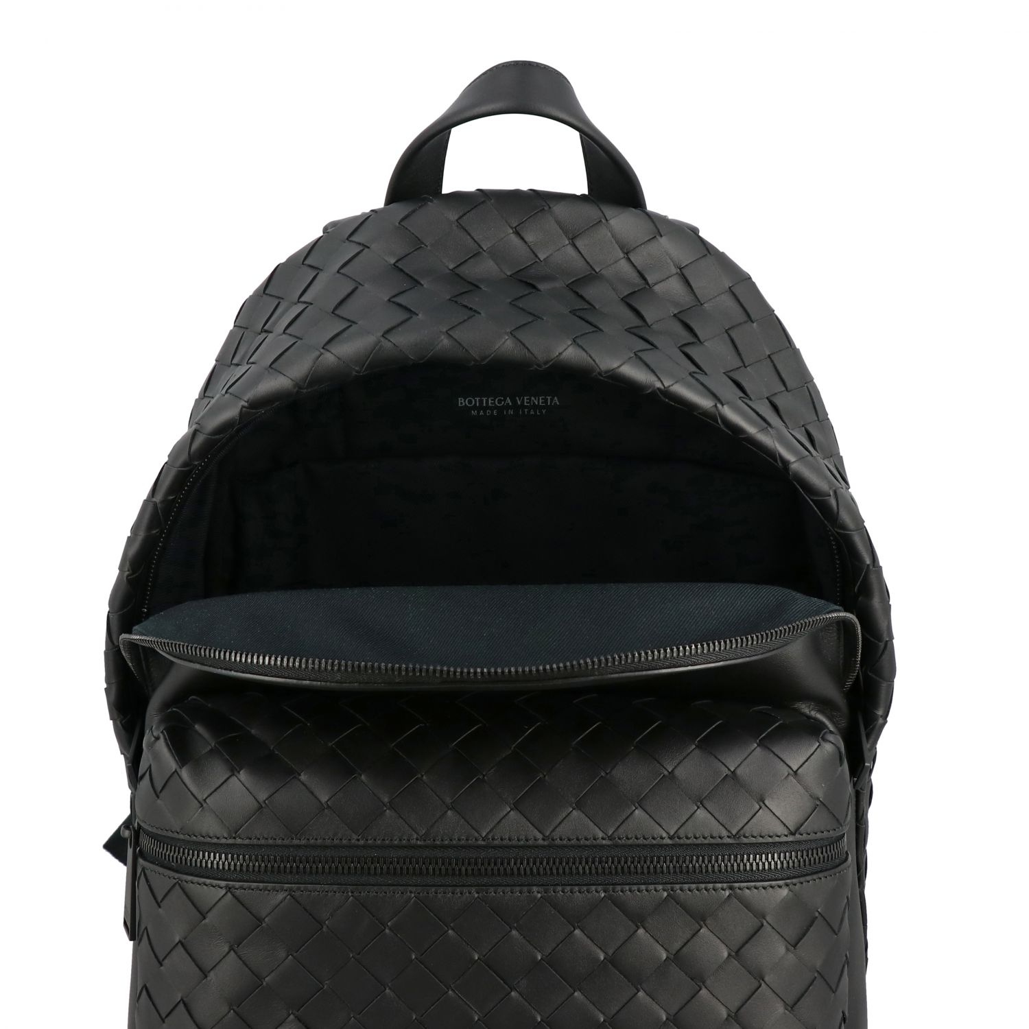 BOTTEGA VENETA: backpack in woven nappa leather - Black | Backpack ...