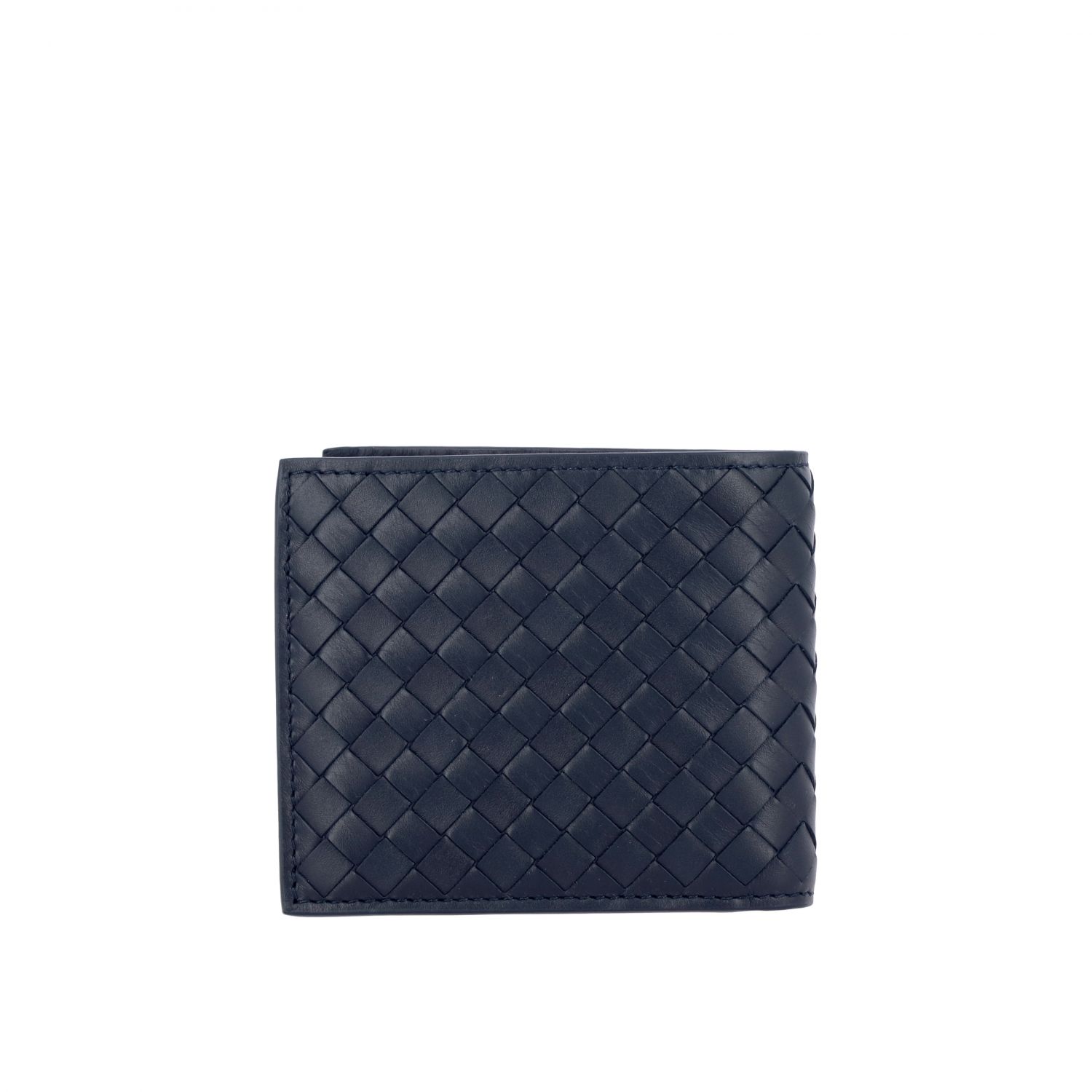 Bottega Veneta Outlet: wallet in woven leather - Navy | Bottega Veneta ...