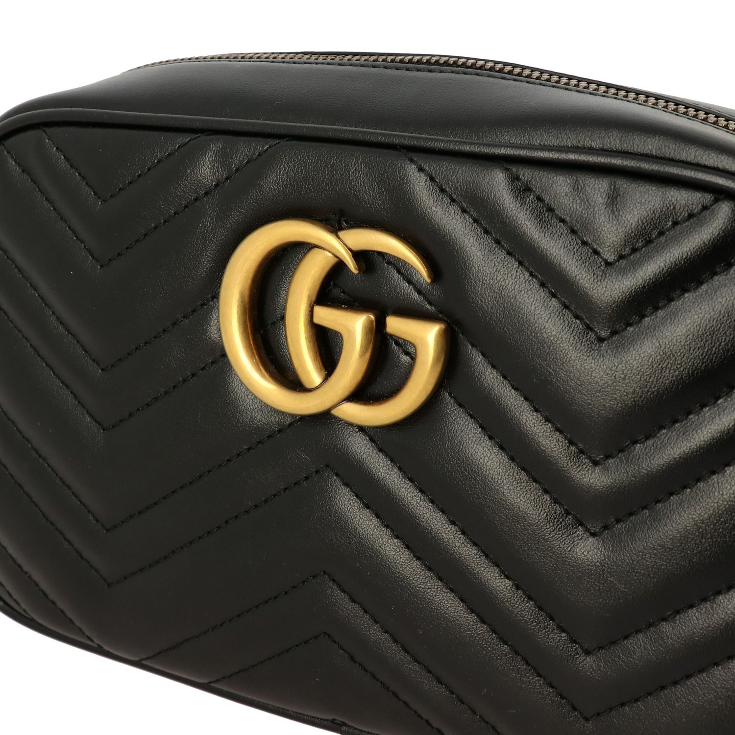 GUCCI: GG Marmont camera bag in genuine leather with quilted chevron ...