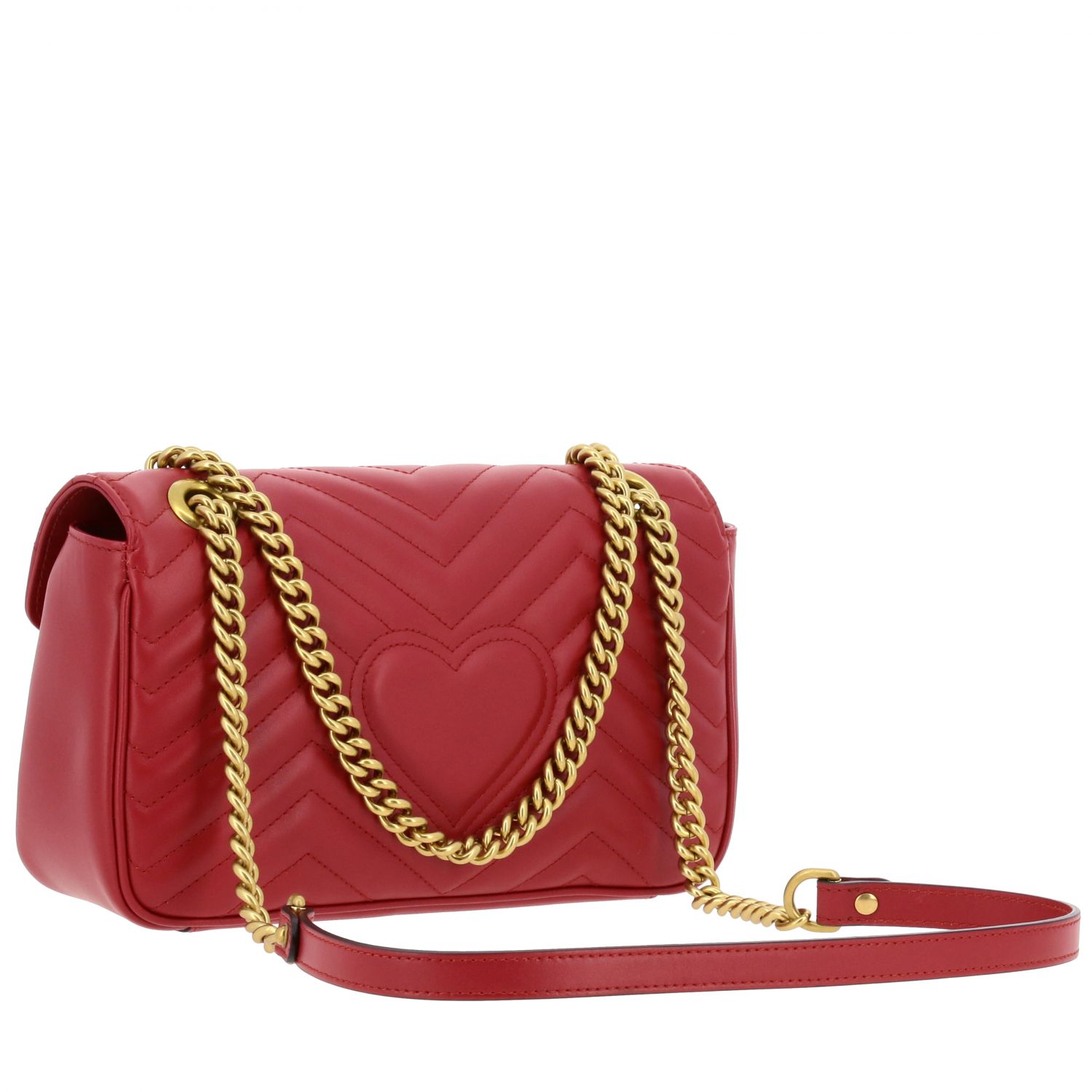 GUCCI: Marmont shoulder bag in chevron leather with monogram ...