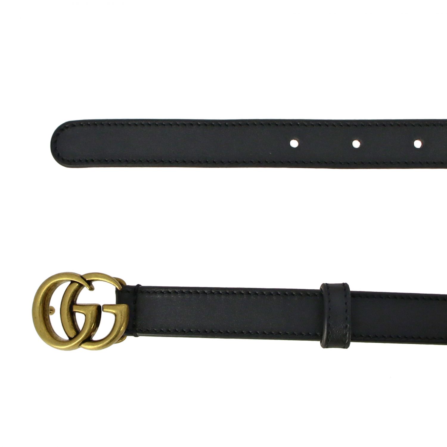 GUCCI: leather belt with GG buckle 