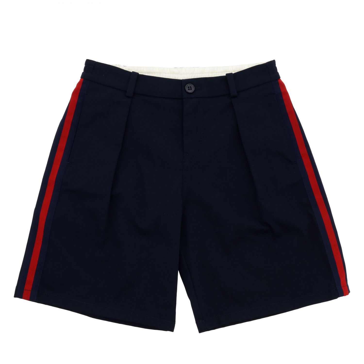GUCCI: wide shorts with Web bands - Blue | Gucci shorts 600269 XWAEW