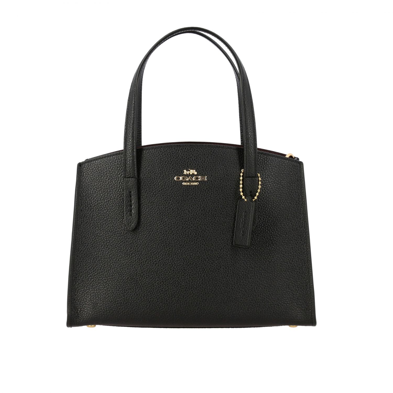 Coach Outlet: Charlie shopping bag in grained leather - Black | Coach ...
